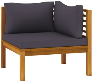 vidaXL Siedziska narożne z ciemnoszarymi poduszkami, 2 szt., akacjowe - Komplety wypoczynkowe - miniaturka - grafika 4