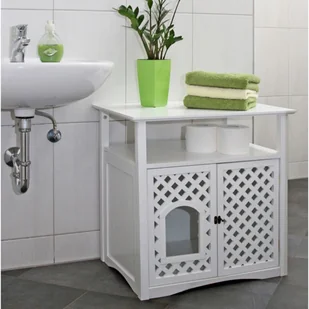 Kerbl Szafka na kuwetę dla kota Helena, 64x46x65 cm, biała, 82662 - Drapaki dla kotów - miniaturka - grafika 7