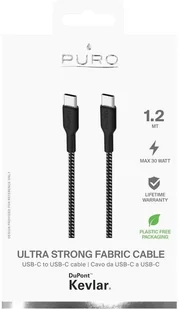 PURO Fabric Ultra Strong - Kabel w oplocie heavy duty USB-C / USB-C 1,2m (czarny) b2btrade-21989-0 - Kable USB - miniaturka - grafika 4