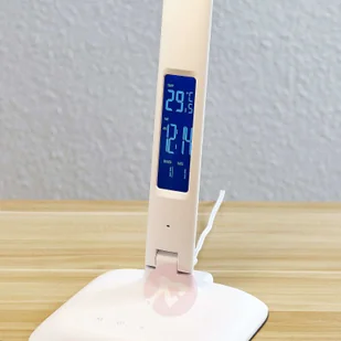 LINDBY Lampka biurkowa LED Ludmilla, wyświetlacz, biała - Lampy stojące - miniaturka - grafika 5