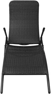 vidaXL Składany leżak ogrodowy z polirattanu, czarny - Leżaki ogrodowe - miniaturka - grafika 2