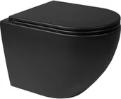 Miski WC - Oltens Zestaw Hamnes miska WC wisząca PureRim z powłoką SmartClean z deską wolnoopadającą czarny mat 42514300 - miniaturka - grafika 1