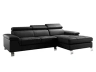 Narożniki - Vente-Unique Sofa narożna ze skóry MISHIMA - Czarny - Narożnik prawostronny - miniaturka - grafika 1