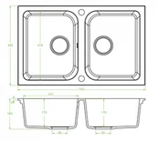 Zlewozmywaki - Laveo Celia granitowy 76x48 cm 2-komorowy bez ociekacza granit SJC720T - miniaturka - grafika 1