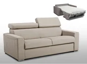 Sofy i kanapy - Vente-Unique 3-osobowa kanapa z ekspresowym mechanizmem rozkładania z tkaniny VIZIR - Kolor: beżowy - Miejsce do spania: 140 cm - Materac 14 cm - miniaturka - grafika 1