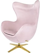 Fotele - King Home Fotel EGG SZEROKI VELVET GOLD jasny róż.30 welur podstawa złota (HE066-AY1908-30.LPG) - miniaturka - grafika 1