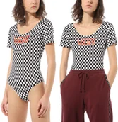 Koszulki i topy damskie - Vans body damskie CHECK V II BODYSUIT Checkerboard/Paprika - miniaturka - grafika 1