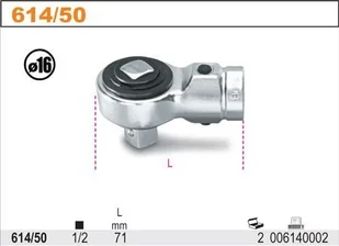 Beta GŁOWICA 1/2"" Z MECH.ZAPADK.DO POKRĘTEŁ 614/50 (612X) - Klucze i nasadki - miniaturka - grafika 4