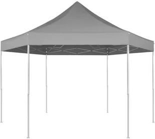 vidaXL Rozkładany namiot ogrodowy, sześciokątny, 3,6x3,1 m, szary - Pawilony ogrodowe - miniaturka - grafika 2