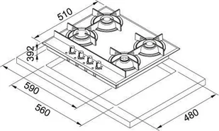 Płyta gazowa do zabudowy Franke FHCR 604 4G BK C - Płyty gazowe do zabudowy - miniaturka - grafika 3