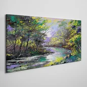 Obrazy i zdjęcia - PL Coloray Obraz Canvas malarstwo las rzeka drzewa 140x70cm - miniaturka - grafika 1