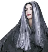 Dodatki do strojów karnawałowych - Widmann 6070D - peruka czarownicy Mortizja czarna z pasemkami SA-6070D - miniaturka - grafika 1