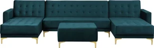 Beliani Narożnik rozkładany 5-osobowy z otomaną welurowy zielony ABERDEEN 147095 - Narożniki Beliani Narożnik rozkładany 5-osobowy z otomaną welurowy zielony ABERDEEN 147095 - Narożniki - miniaturka - grafika 1