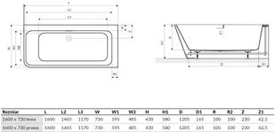 Actima LILA 2.0 LEWA WAEX.LIL2.160L.WHN - Wanny - miniaturka - grafika 5