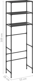 vidaXL 3-poziomowy regał nad toaletę, czarny, 53x28x169 cm - Wieszaki łazienkowe - miniaturka - grafika 8