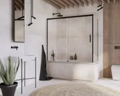 Parawany nawannowe - Radaway Idea Black PN DWJ+S 160 zabudowa nawannowa 1600x1500 czarny przejrzyste front lewy 10042160-54-01L - miniaturka - grafika 1