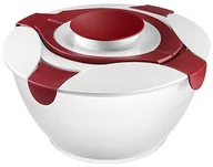 Miski i półmiski - Westmark 2422227R miska do sałatek z uchwytami i pojemnikiem na dressing, pojemność: 6,5 litra, tworzywo sztuczne, przezroczysty/czerwony, 2422227R - miniaturka - grafika 1