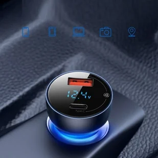 Baseus Baseus Particular | Ładowarka samochodowa 65W Quick Charge 4.0+ Power Delivery 3.0 Huawei SCP 5A 2xUSB CCKX-C0G - Ładowarki samochodowe - miniaturka - grafika 3