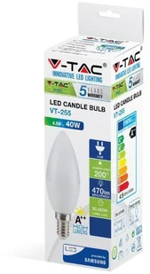 V-TAC Żarówka LED SAMSUNG CHIP 4.5W E14 A++ Świeczka VT-255 6400K 470lm - Żarówki LED - miniaturka - grafika 3
