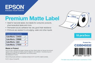 Epson PREMIUM MATTE LABEL - DIE-CUT - C33S045532 - Akcesoria do kas i terminali - miniaturka - grafika 3