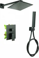 Baterie wannowe i prysznicowe - STELLMAN Bateria Natryskowa Prysznicowa QATRO Podtynkowa z Deszczownicą 40 CZARNA 9011PT40b - miniaturka - grafika 1