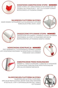 996 99674622 Drabina domowa 4 stopniowa wysokość robocza 2,76m czerwona 74622-uniw - Drabiny - miniaturka - grafika 3