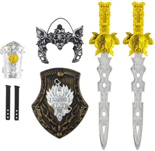 GoDan Zestaw "Gladiator" (dwa miecze, tarcza z uchwytem, naramiennik ochrony,czarny krążek) - Stroje karnawałowe - miniaturka - grafika 2