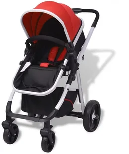 vidaXL Wózek wielofunkcyjny 3w1 aluminium czerwony i czarny - Wózki dziecięce - miniaturka - grafika 7