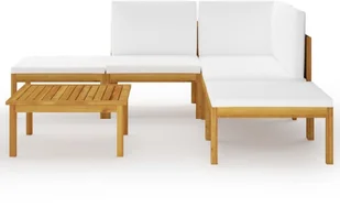 vidaXL 6-cz. zestaw wypoczynkowy do ogrodu, kremowe poduszki, akacja 3057876 - Meble ogrodowe - miniaturka - grafika 2