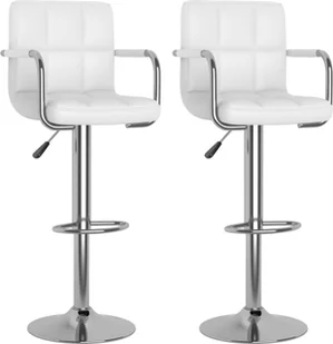 vidaXL Stołki barowe, 2 szt., białe, sztuczna skóra - Taborety i hokery - miniaturka - grafika 2