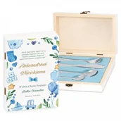 Sztućce dla dzieci - Murrano Zestaw Sztućców Dla Dzieci W Drewnianym Etui Nadruk Dla Chłopca SZT-ANIMALS_DRW-UV-029 - miniaturka - grafika 1