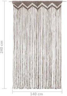 vidaXL Zasłona z makramy, kolor taupe, 140 x 240 cm, bawełna - Zasłony - miniaturka - grafika 10