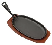 Wyposażenie lokali gastronomicznych - Vogue Olympia owalny talerz do serwowania wykonane z żeliwa z podstawką z drewna płyta do serwowania F464 - miniaturka - grafika 1