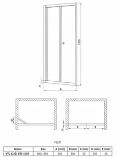 Deante Drzwi 80 cm Flex KTL012D KTL012D - Ścianki i drzwi prysznicowe - miniaturka - grafika 9