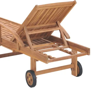 vidaXL Leżak z beżową poduszką, lite drewno tekowe 3063009 - Leżaki ogrodowe - miniaturka - grafika 8