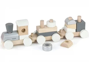 VIGA Viga 51611 Szaro biała kolejka z klockami 2221 - Pociągi dla dzieci - miniaturka - grafika 6