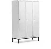 Szafki BHP - AJ Produkty Szafa ubraniowa CLASSIC, na nóżkach, 3 moduły, 1940x1200x550 mm, szary - miniaturka - grafika 1
