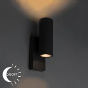 Lampy ogrodowe - QAZQA Kinkiet zewnętrzny antracyt IP44 z czujnikiem zmierzchu - Duo - miniaturka - grafika 1