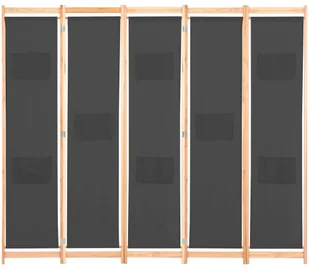vidaXL Parawan 5-panelowy, szary, 200 x 170 x 4 cm, tkanina vidaXL - Parawany - miniaturka - grafika 2