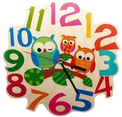 Zegary - Hess Holzspielzeug Hess drewnianych zabawek 30001 lampa ścienna dla dzieci zegar sowy z drewna, średnica 21 cm Hess_30001 - miniaturka - grafika 1