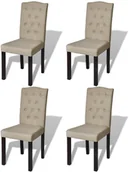 Krzesła - vidaXL Cztery krzesła jadalniane, z lnianą tapicerką, beż - miniaturka - grafika 1
