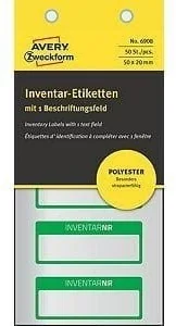 Avery Tabliczki Inwentaryzacyjne Poliestrowe Do Opisu Ręcznego ZWECKFORM 50x20mm Zielone Ramki 1 Pole Na Tekst 50szt - Papier do drukarek - miniaturka - grafika 2