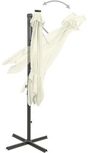 vidaXL Parasol wiszący z lampkami LED i słupkiem, piaskowy, 300 cm 312328 - Parasole ogrodowe - miniaturka - grafika 7