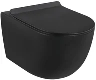 Miski WC - Miska WC wisząca Rivera bezkołnierzowa czarna - miniaturka - grafika 1