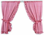Akcesoria turystyczne - Linder 0163 /6/501 para wiejskich zasłonek w kratkę, rozmiar 75 x 160 cm, kolor czerwony 0163 /6/501 - miniaturka - grafika 1