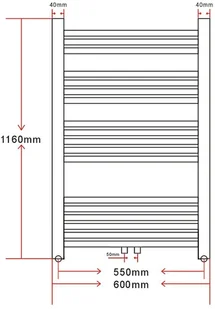 vidaXL Grzejnik łazienkowy, prosty 600 x 1160 mm vidaXL - Grzejniki łazienkowe - miniaturka - grafika 8