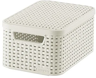 Curver Koszyk pojemnik z pokrywą S CURVER kremowy 205840 - Pojemniki biurowe - miniaturka - grafika 2
