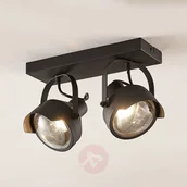Lampy sufitowe - Lampenwelt com Spot sufitowy Henega, reflektor, czarny, 2-pkt. - miniaturka - grafika 1