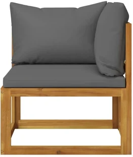 VidaXL Moduł sofy narożnej z ciemnoszarą poduszką, drewno akacjowe 311860 - Sofy ogrodowe - miniaturka - grafika 3