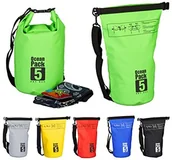 Akcesoria turystyczne - Relaxdays Ocean Pack, 5L, wodoodporne, plecak, ultralekki Dry Bag f. kajak, suche Kieszeń, żeglarstwo, narty, snowboard, zielony, 5l 10022782_53 - miniaturka - grafika 1